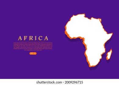 Mapa de África - Mapa mundial de la plantilla del vector con estilo isométrico que incluye sombra, color blanco y naranja sobre fondo morado para sitio web, diseño, portada, infografía - Ilustración vectorial eps 10