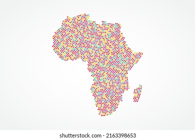 Mapa de África - Mapa mundial del vector de mapas con puntos coloridos, rejilla, grunge, estilo de medio tono aislado en fondo blanco para educación, infografía, diseño, sitio web - Ilustración vectorial eps 10