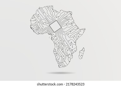 Africa Map - World map vector template with Abstract futuristic circuit board Illustration or High-tech technology mash line and point scales on white background - Vector illustration ep 10