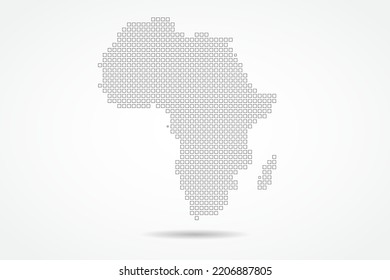 Africa Map - World map vector template with square pixel thin black and outline sketch style isolated on white background for education, infographic, design - Vector illustration eps 10