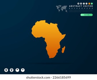 Africa map of Yellow and orange gradient on dark background vector.