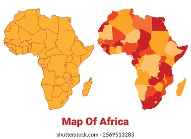 Africa Map Yellow regions orange political map vector