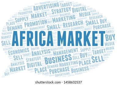 Africa Market word cloud. Vector made with text only