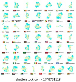 Africa Memphis Map pack, African country illustration, vector isolated on white background