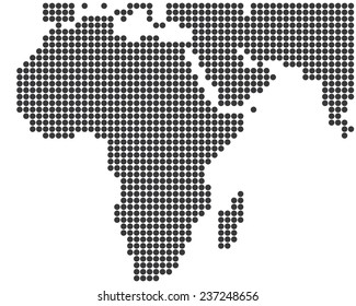 Africa And Middle East Dotted Map Template Vector