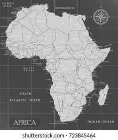 Africa minimal map with dark colors.