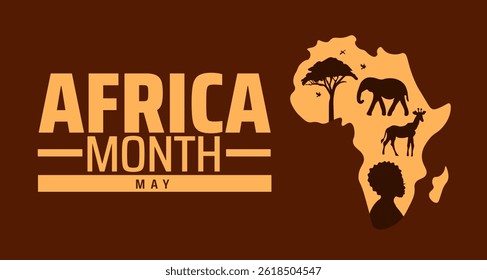 Africa Month background banner or poster design template. observed every year in May. Holiday concept. Use to any Template, card, poster, placard, template.