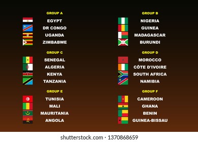 Africa nations soccer cup 2019 groups. All flags