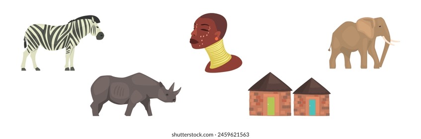 Africa Native Ethnic Symbol and Object Vector Set