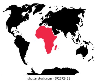 Africa on the world map. Vector illustrate