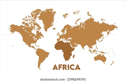 Africa outline in global map-09, Map of Africa, highlighted on the world map, Africa on the world map, Satellite view, Africa's location on the globe.