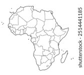 Africa outline map with border. Hand drawn illustration vector.	
