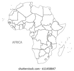 Blank Map Of Africa With Countries Africa Outline Silhouette Map Countries Stock Vector (Royalty Free)  611458847 | Shutterstock