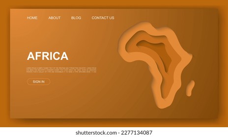 Africa paper cut symbol for promotion banner. Horizontal paper cut illustration. Africa map template illustration concept. Website design