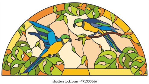 Africa parrot stained glass window
