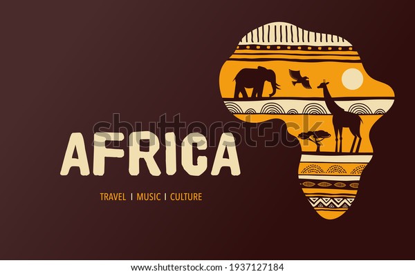 Africa Patterned Map Banner Tribal Traditional Stock Vector Royalty Free 1937127184 9844