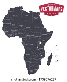 Africa Political Map | High detailed and accurate shapes. Countries in separate named layers - Vector Essentials