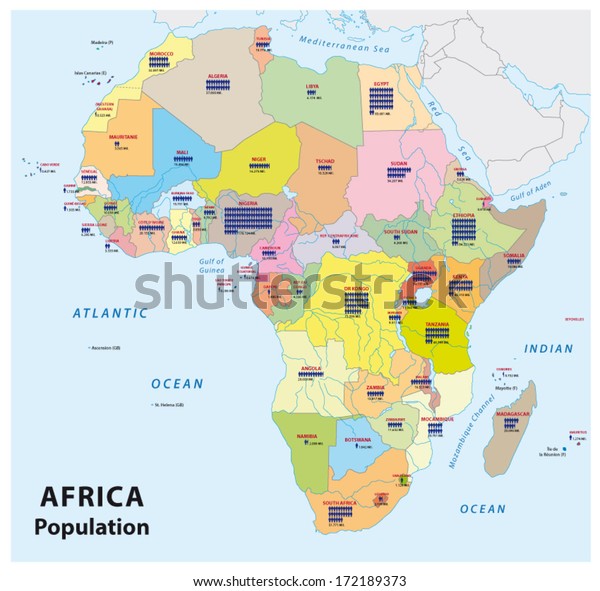 Africa Population Map Stock Vector Royalty Free 172189373
