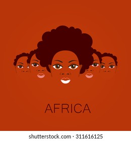 Africa. Portrait of Africans. Template design idea for the illustrations, logos, posters on African themes.