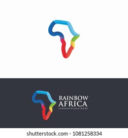 Africa Rainbow Map Line Logo