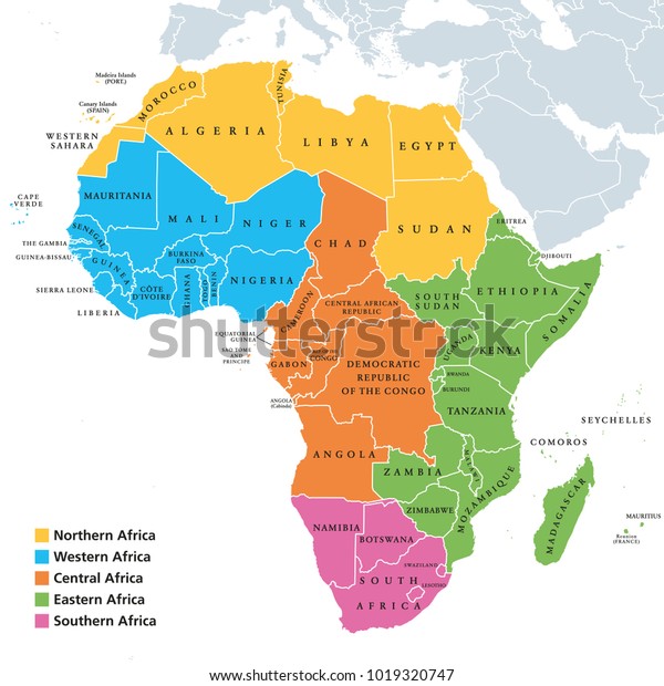 アフリカの地域と単一国の政治地図 国連の地球構成 北アフリカ 西アフリカ 中央アフリカ 東アフリカ 南アフリカの色が異なります 英語の表示 イラトス ベクター画像 のベクター画像素材 ロイヤリティフリー