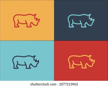 Africa Rhino Logo Template, Simple Flat Icon Of rhino,africa,nature