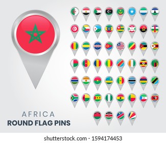 Africa Round Flag Pins, Map pointers