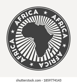 Africa round logo. Vintage travel badge with the circular name and map of continent, vector illustration. Can be used as insignia, logotype, label, sticker or badge of the Africa.