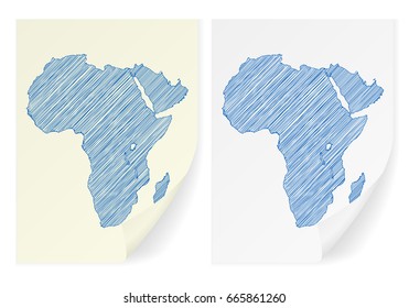 Africa scribble map on a white background.