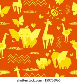 Africa seamless pattern. Hand drawn vector background. Artwork for textiles, fabrics, souvenirs, packaging and greeting cards.
