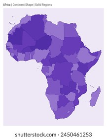 Africa. Simple vector map. Continent shape. Solid Regions style. Border of Africa. Vector illustration.