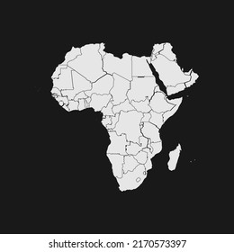 mapa blanco suave de áfrica con fondo y detalles negros