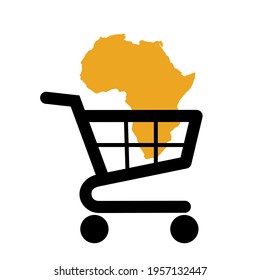 Africa is sold and bought. Purchase, buy and sale of continent and country. Ownership of territory and land. Vector illustration isolated on white.