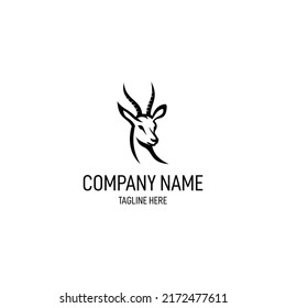 Africa Springbok Head Black Outline Graphic Vector Design Logo