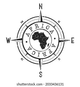 Africa Stamp Map Compass Adventure. Illustration Travel Country Symbol. Seal Expedition Wind Rose Icon.