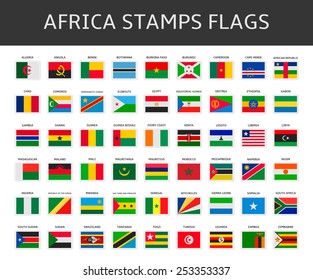 africa stamps flags vector