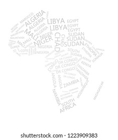 Africa state names map. vector illustration