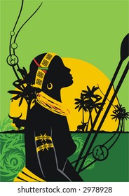 Africa sun girls black woman african desert warm vector ethnic beauty tribe decoration sahara people