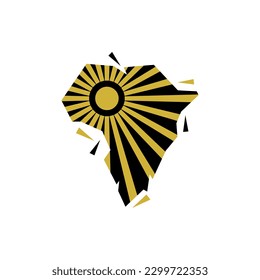 Africa sun shine bright simple logo design. Abstract geometric african map and light vector illustration
