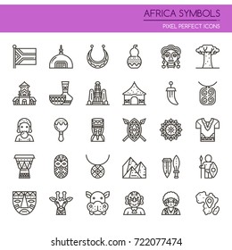 Africa Symbols , Thin Line and Pixel Perfect Icons
