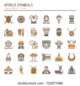 Africa Symbols , Thin Line And Pixel Perfect Icons
