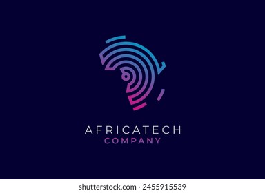 Africa Tech Logo,  Africa logo with technology style,  africa design logo template. vector illustration