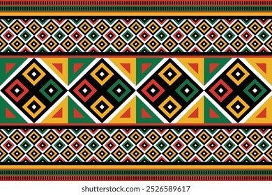 Patrón inspirado en textiles de África con cuadrados geométricos vibrantes, perfecto para su uso en diseños textiles de África, como fundas de almohadas, ropa textil de África o patrones de azulejos.