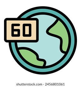 Africa timezone icon outline vector. World clock. Local time color flat