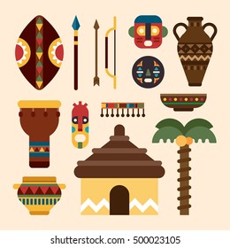 africa traditional  object vector illustration flat design