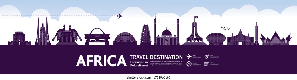 AFRICA travel destination grand vector illustration. 