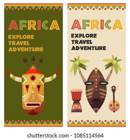 Africa. Travel to exotic continent. Banners with vector icons