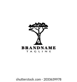 africa tree cartoon logo icon design template modern black illustration