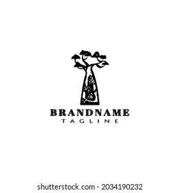 africa tree cartoon logo icon design template modern black vector illustration