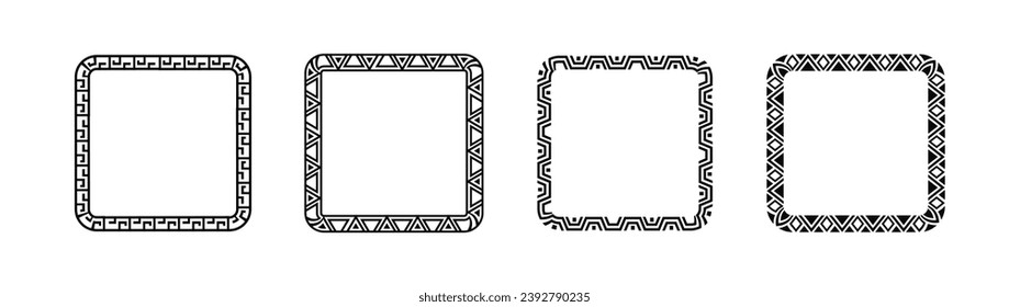 Africa tribal square frame vector design. Square border african circle decoration